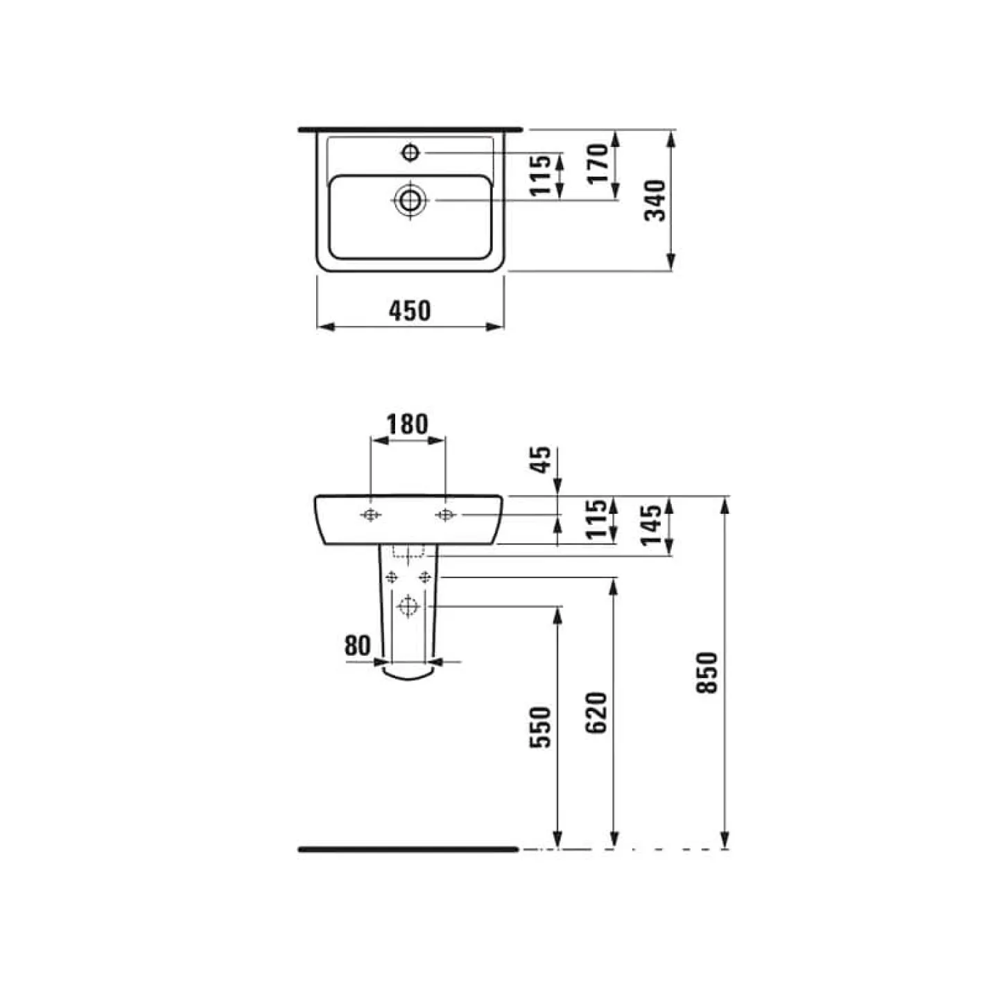 Мини-раковина Laufen Pro 45x34 керамическая (H8119510001041) - Фото 2