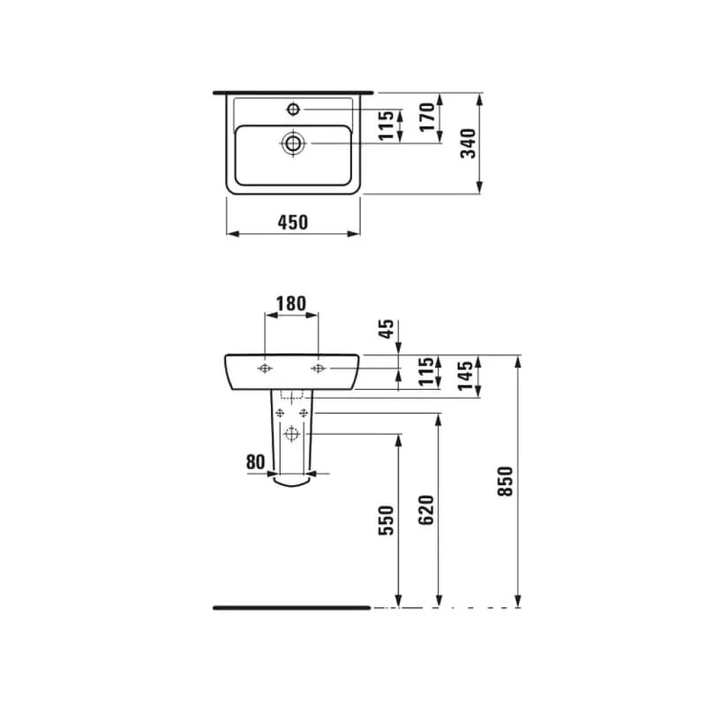 Міні-раковина Laufen Pro 45x34 керамічна (H8119510001041)- Фото 3