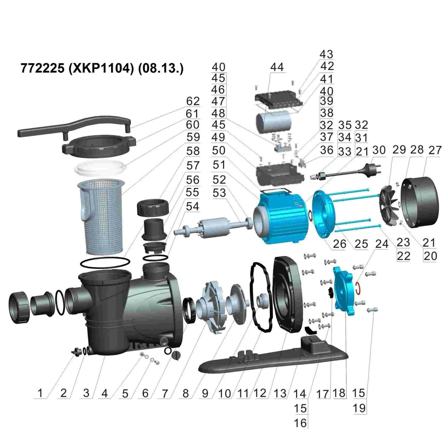 Насос для бассейна Leo XKP1104 1.1 кВт 15.2 м 350 л/мин (772225) - Фото 2