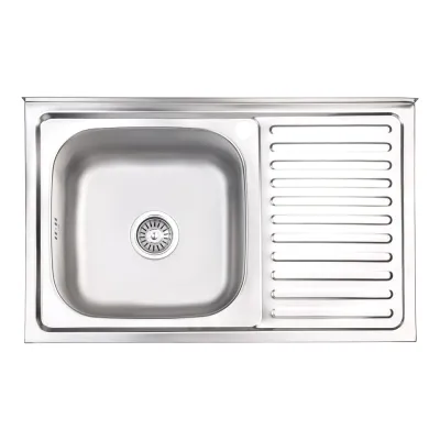 Кухонна мийка Lidz 5080-L 0,8 мм сатин (LIDZ5080LSAT8)
