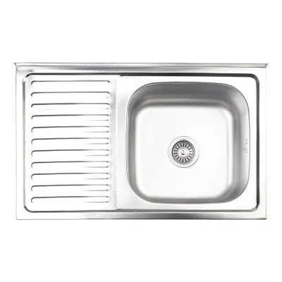 Кухонна мийка Lidz 5080-R 0,8 мм сатин (LIDZ5080RSAT8)