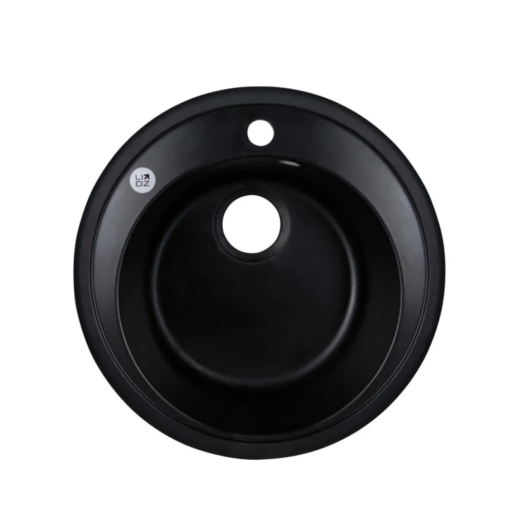 Кухонная мойка Lidz D510/200 ANT-15 черная круглая- Фото 1