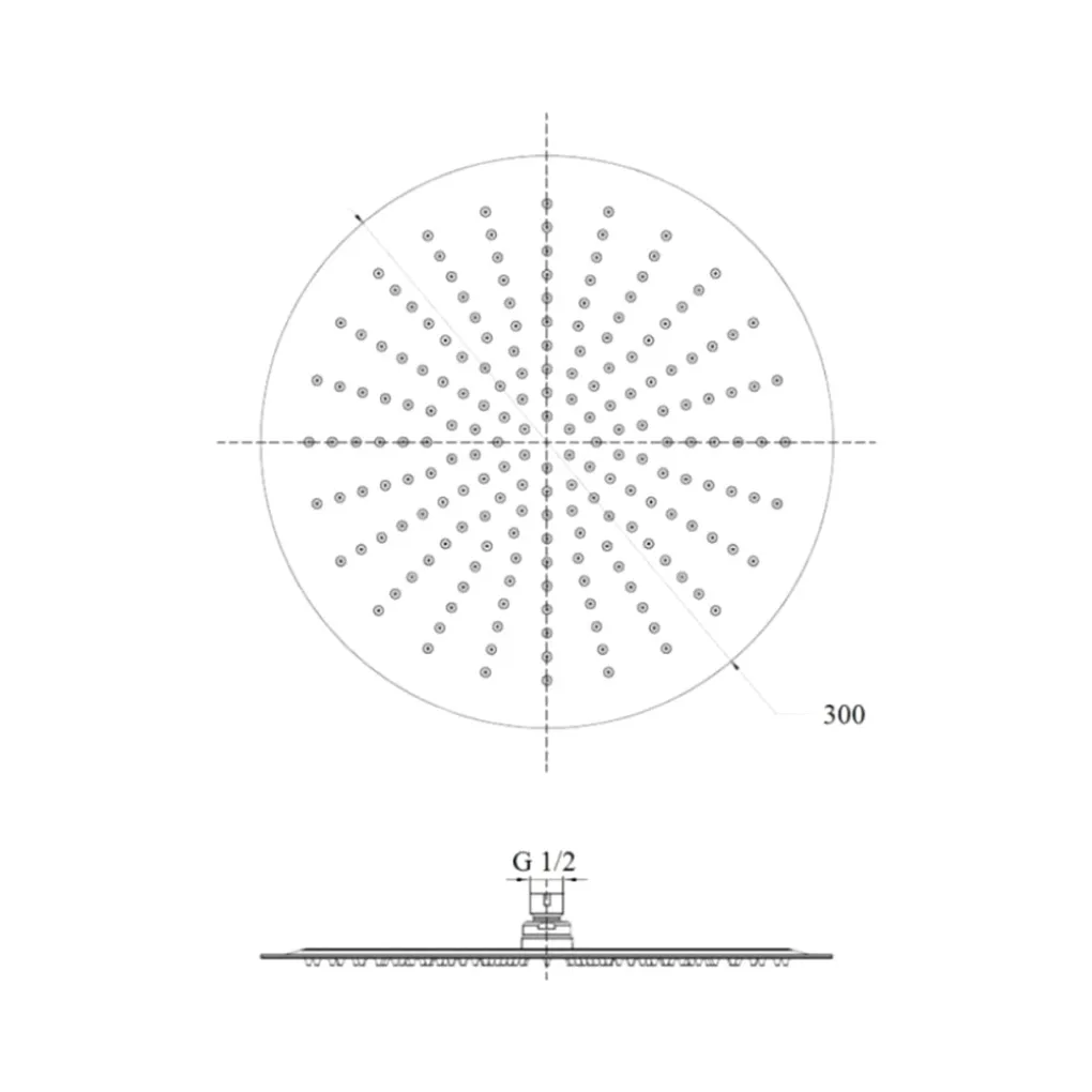 Лейка для верхнего душа Lidz Niagara 130 300 мм, круглая, никель (LDNIA130NKS32451)- Фото 2