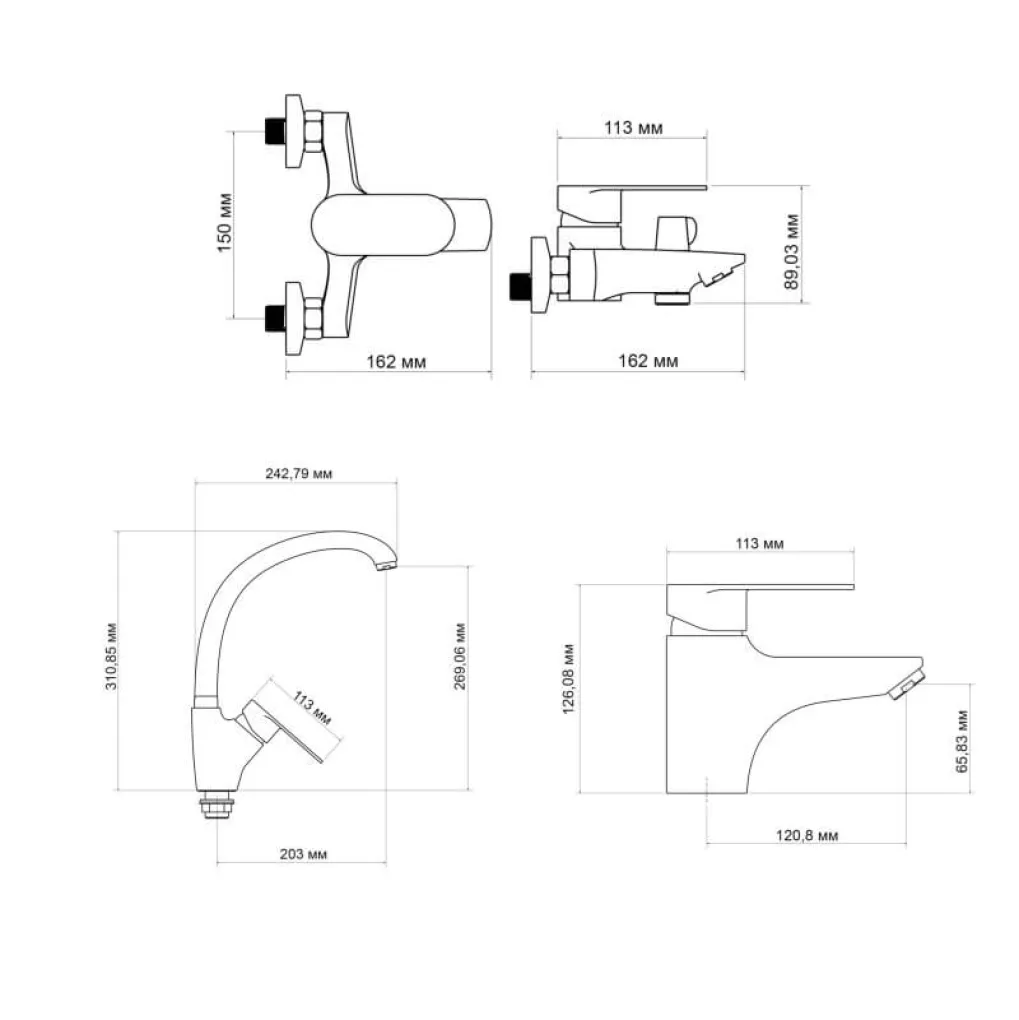 Набор смесителей Lidz Tani (LDTAN001F1CRM449574588)- Фото 4