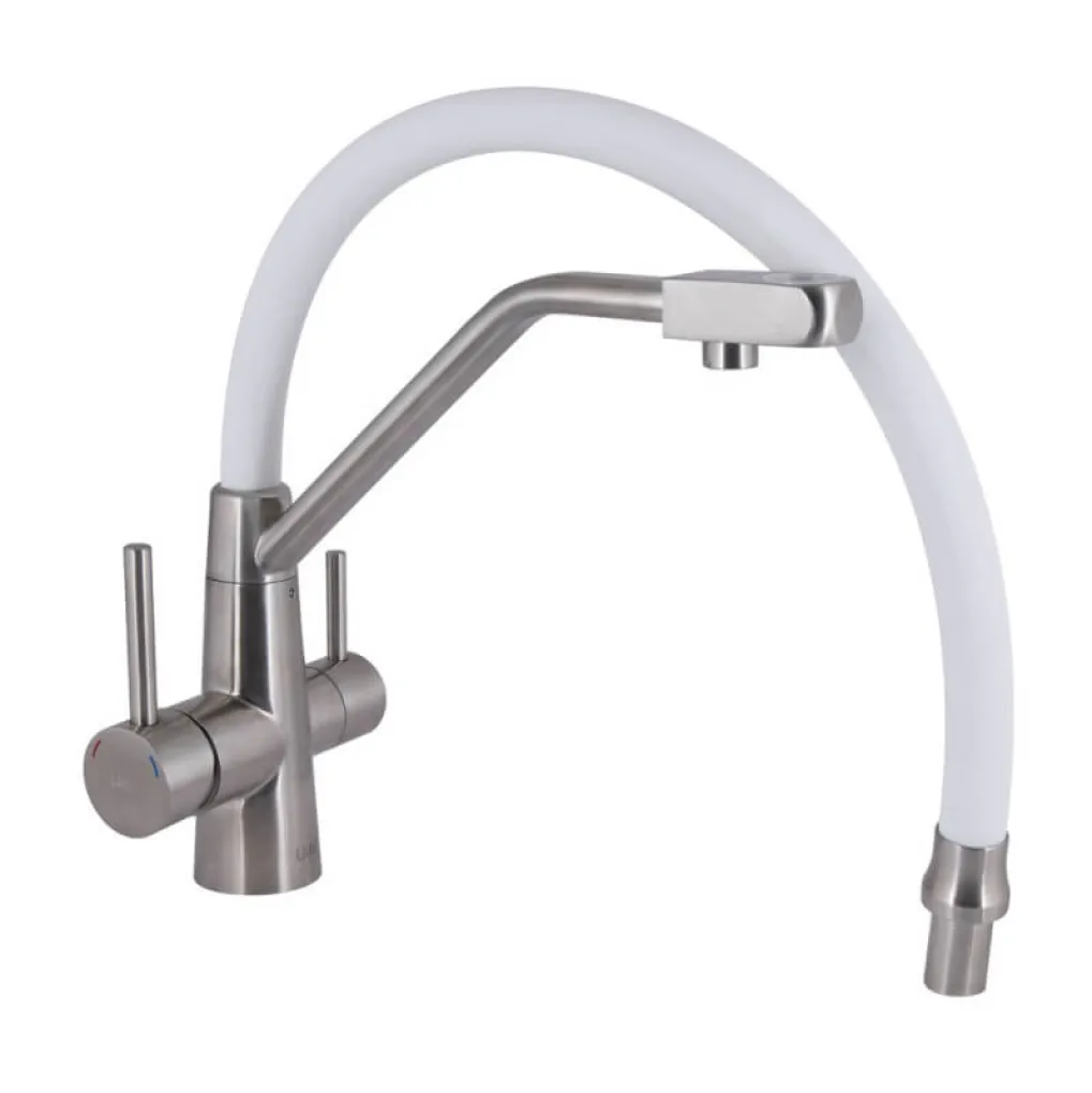 Смеситель для кухни Lidz Aria 020F3 White/Nickel (LDARI020F3WNK39480)- Фото 4