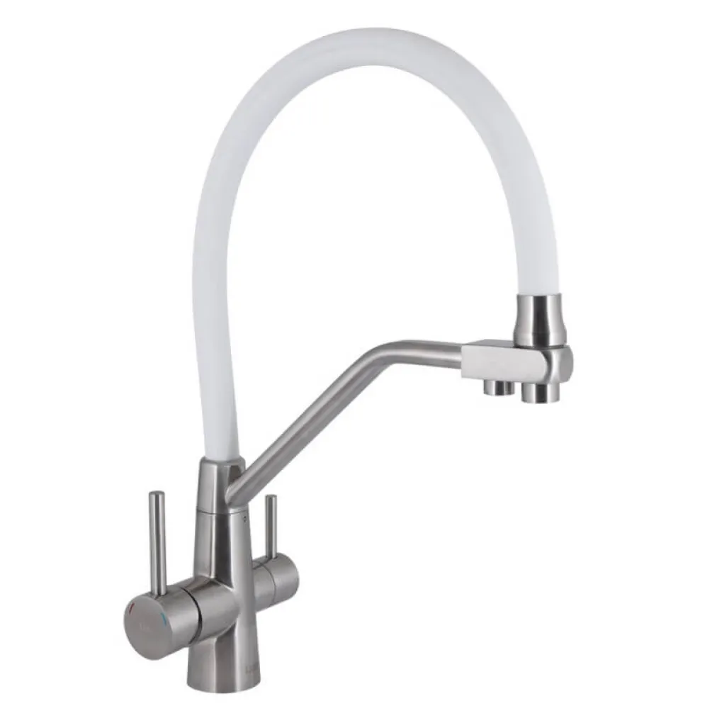 Смеситель для кухни Lidz Aria 020F3 White/Nickel (LDARI020F3WNK39480)- Фото 1