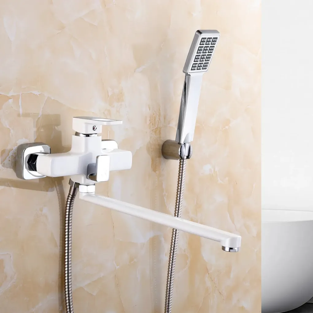 Змішувач для ванни Lidz Wawel 005 з душовим гарнітуром (LDWAW005WHI45399) білий- Фото 3