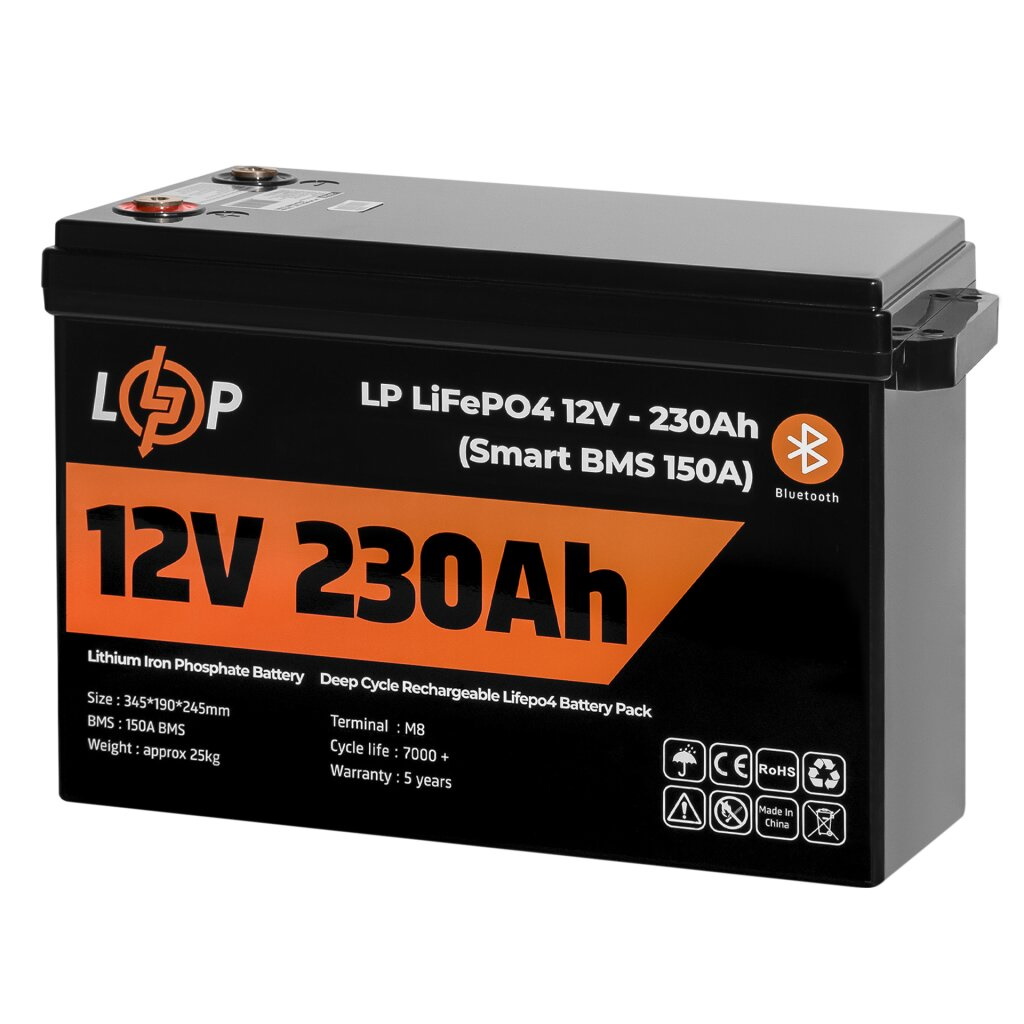 Аккумулятор для ИБП LogicPower LP LiFePO4 12V - 230 Ah (2944Wh) (Smart BMS 150А) 40 мОм - Фото 2