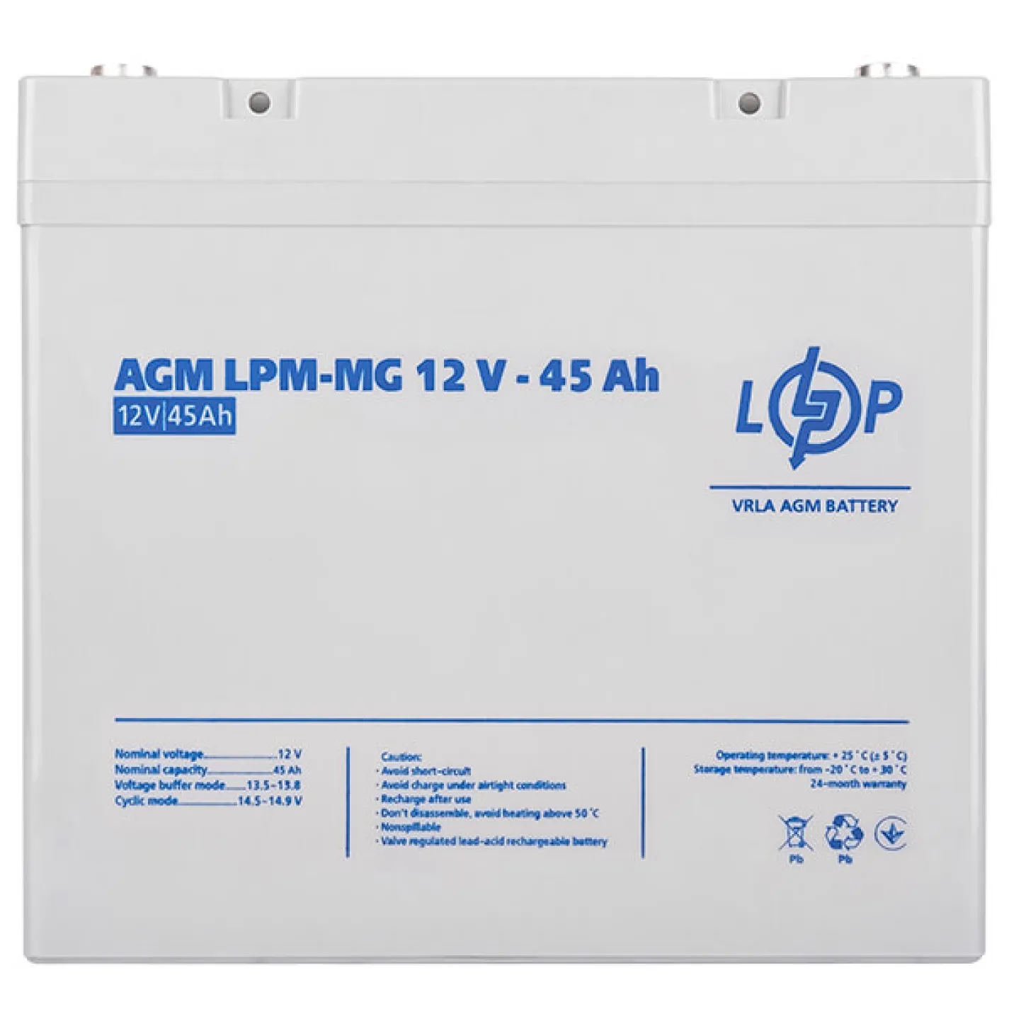 Аккумулятор для ИБП LogicPower LPM-MG 12V - 45 Ah - Фото 2