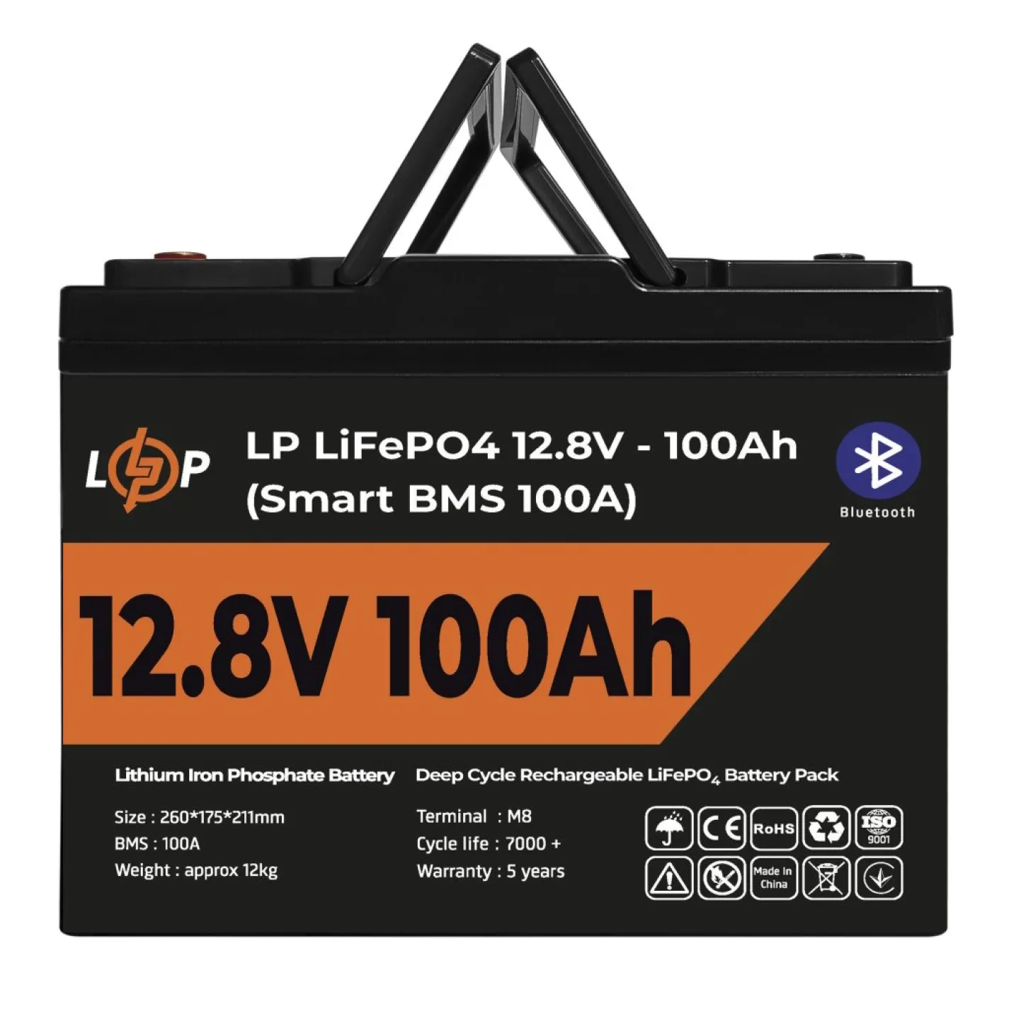 Акумулятор LogicPower LP LiFePO4 12V 100 Ah (1280Wh) (Smart BMS 100А) з BT - Фото 1