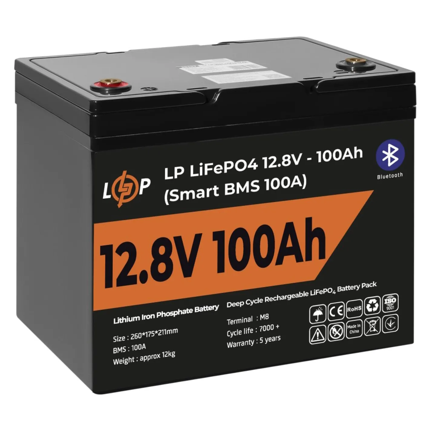 Акумулятор LogicPower LP LiFePO4 12V 100 Ah (1280Wh) (Smart BMS 100А) з BT - Фото 2