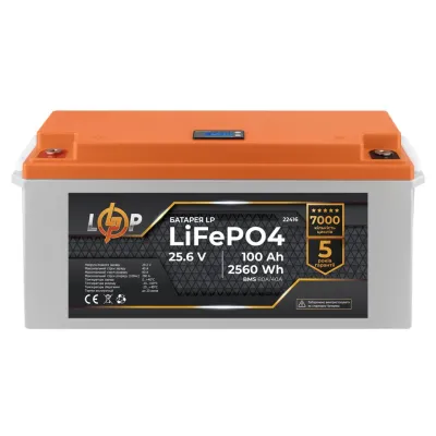 Аккумулятор для ИБП LogicPower LP LiFePO4 24V - 100 Ah (2560Wh) (BMS 80/40А) LCD