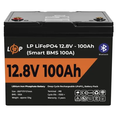 Акумулятор LogicPower LP LiFePO4 12V 100 Ah (1280Wh) (Smart BMS 100А) з BT
