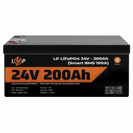 Акумулятор для ДБЖ LogicPower LP LiFePO4 24V - 200 Ah (5120Wh) (Smart BMS 100А)