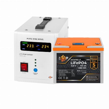 Комплект резервного питания LogicPower ИБП + литиевая (LiFePO4) батарея (UPS B500+ АКБ LiFePO4 1280W)