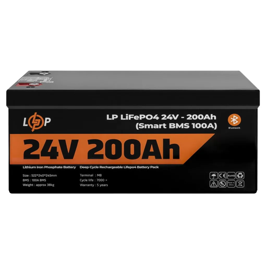 Акумулятор для ДБЖ LogicPower LP LiFePO4 24V - 200 Ah (5120Wh) (Smart BMS 100А)- Фото 1
