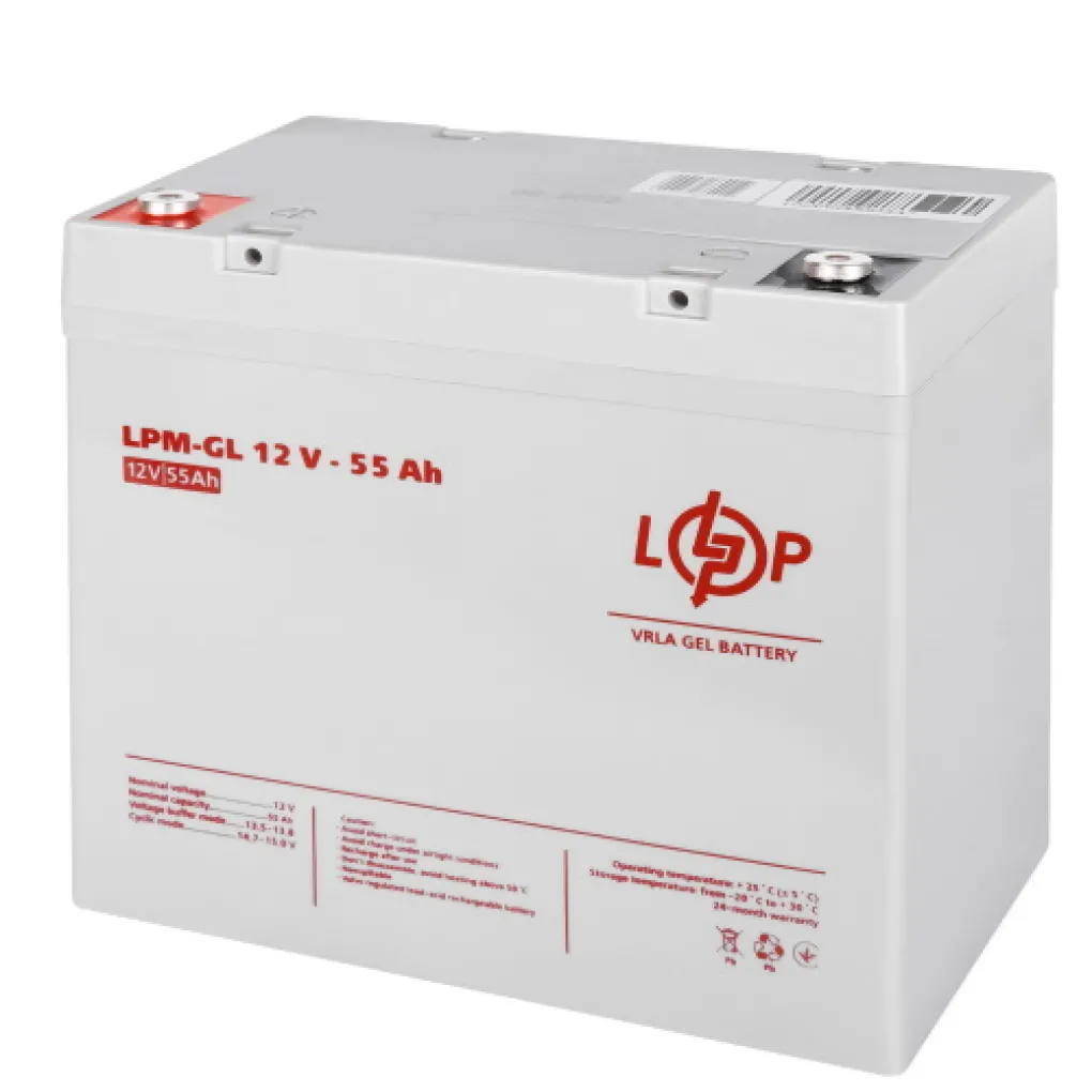 Аккумулятор для ИБП LogicPower LPM-GL 12V - 55 Ah- Фото 1