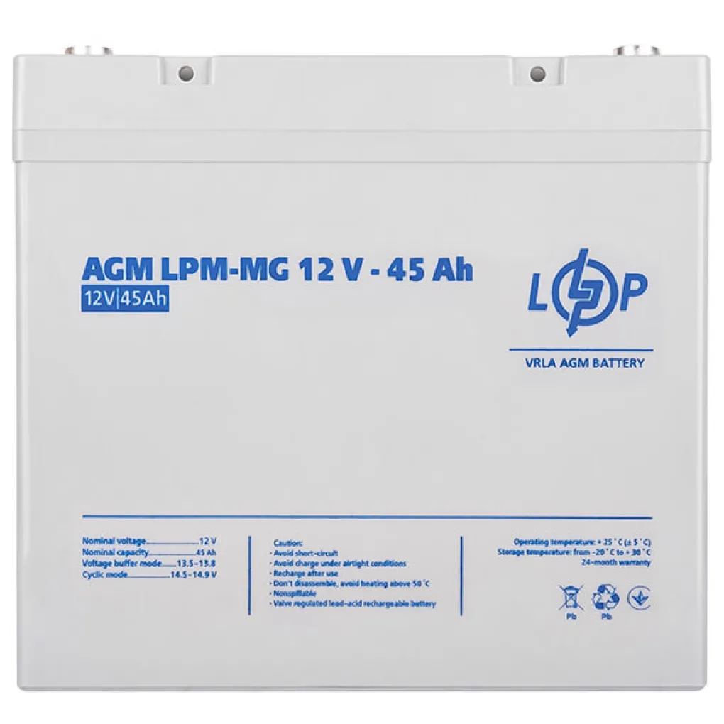 Аккумулятор для ИБП LogicPower LPM-MG 12V - 45 Ah- Фото 3