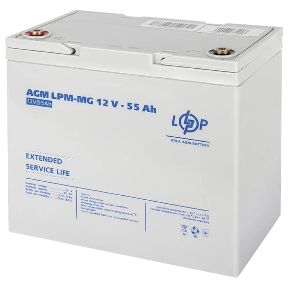 Акумулятор для ДБЖ LogicPower LPM-MG 12V - 55 Ah- Фото 1