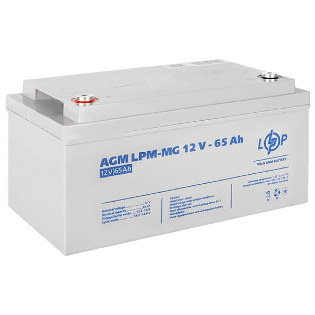 Аккумулятор для ИБП LogicPower LPM-MG 12V - 65 Ah- Фото 2