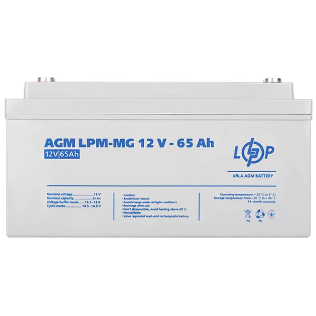 Акумулятор для ДБЖ LogicPower LPM-MG 12V - 65 Ah- Фото 3