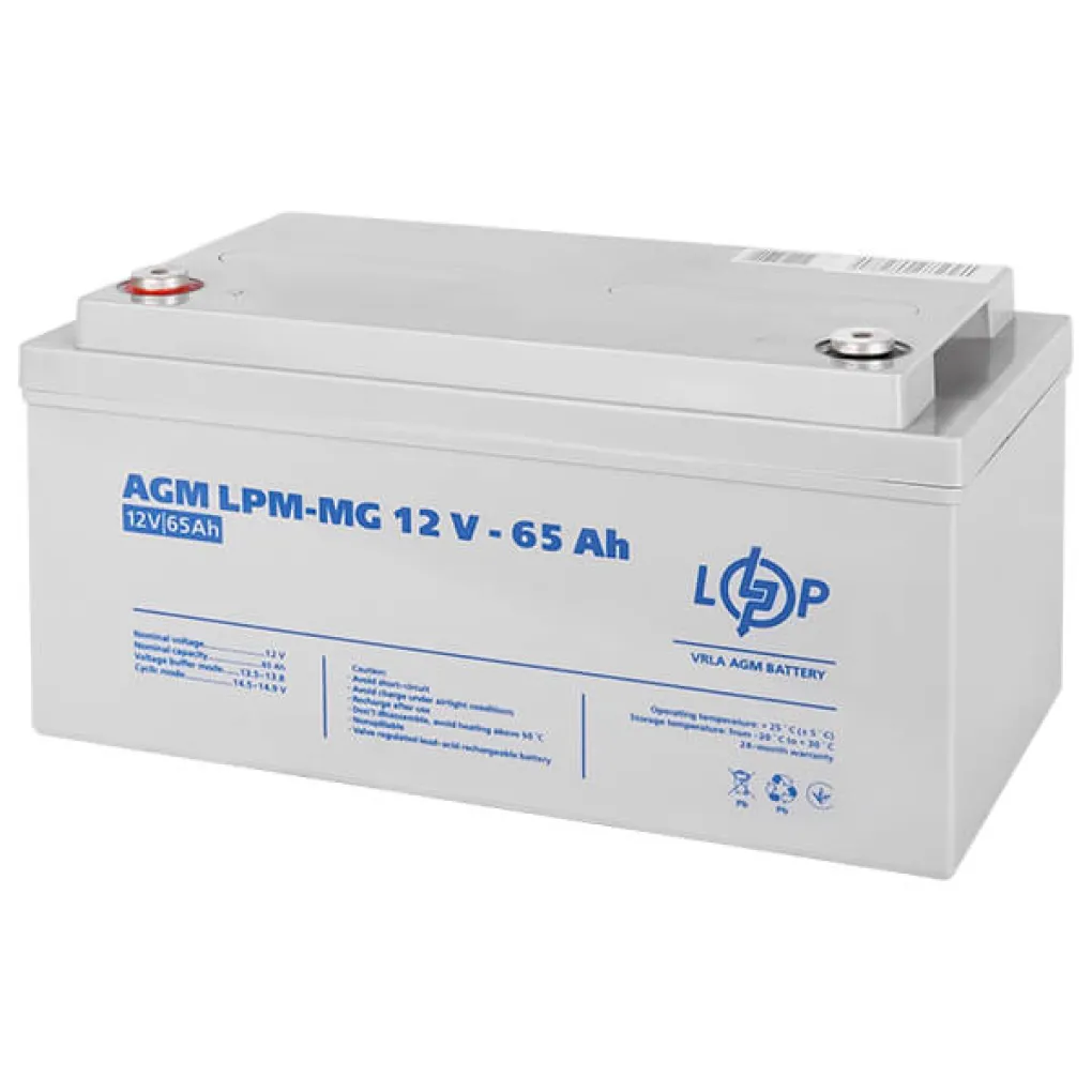 Аккумулятор для ИБП LogicPower LPM-MG 12V - 65 Ah- Фото 1