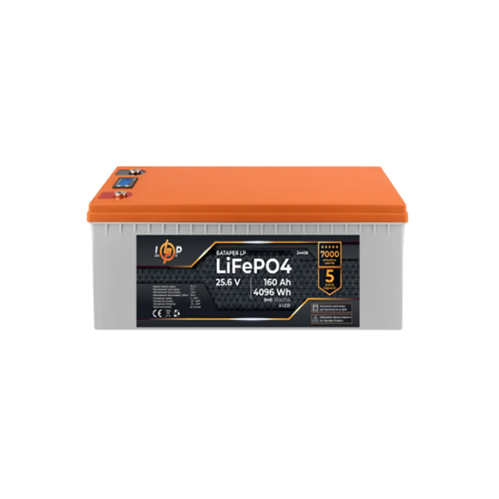 Акумулятор LogicPower LiFePO4 для ДБЖ 25,6V - 160Ah (4096Wh) з LCD (BMS 150A/75А)- Фото 1