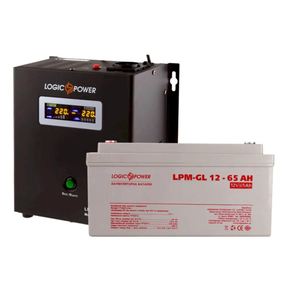 Комплект резервного питания для котла LogicPower ИБП + гелевая батарея (UPS W500VA + АКБ GL 900W)- Фото 1