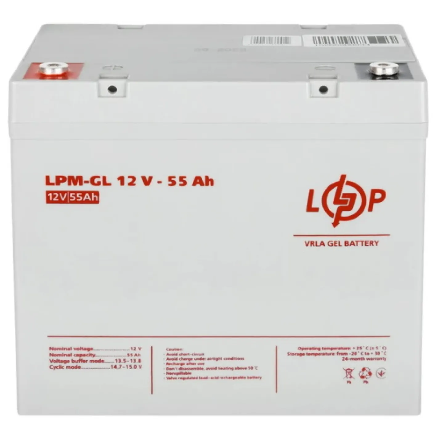 Акумулятор для ДБЖ LogicPower LPM-GL 12V - 55 Ah - Фото 2