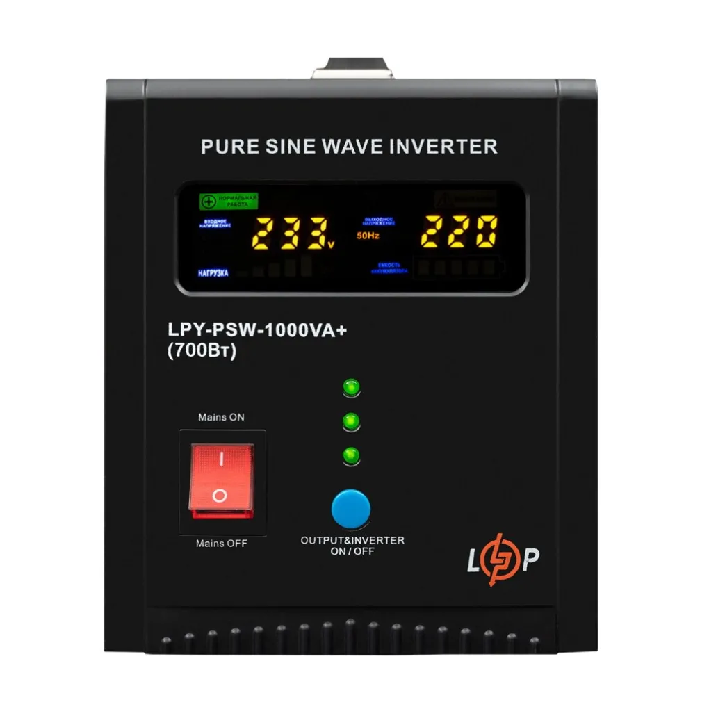 Джерело безперебійного живлення LogicPower LPY-PSW-1000VA+ (700Вт) 10A/15A 12V- Фото 1