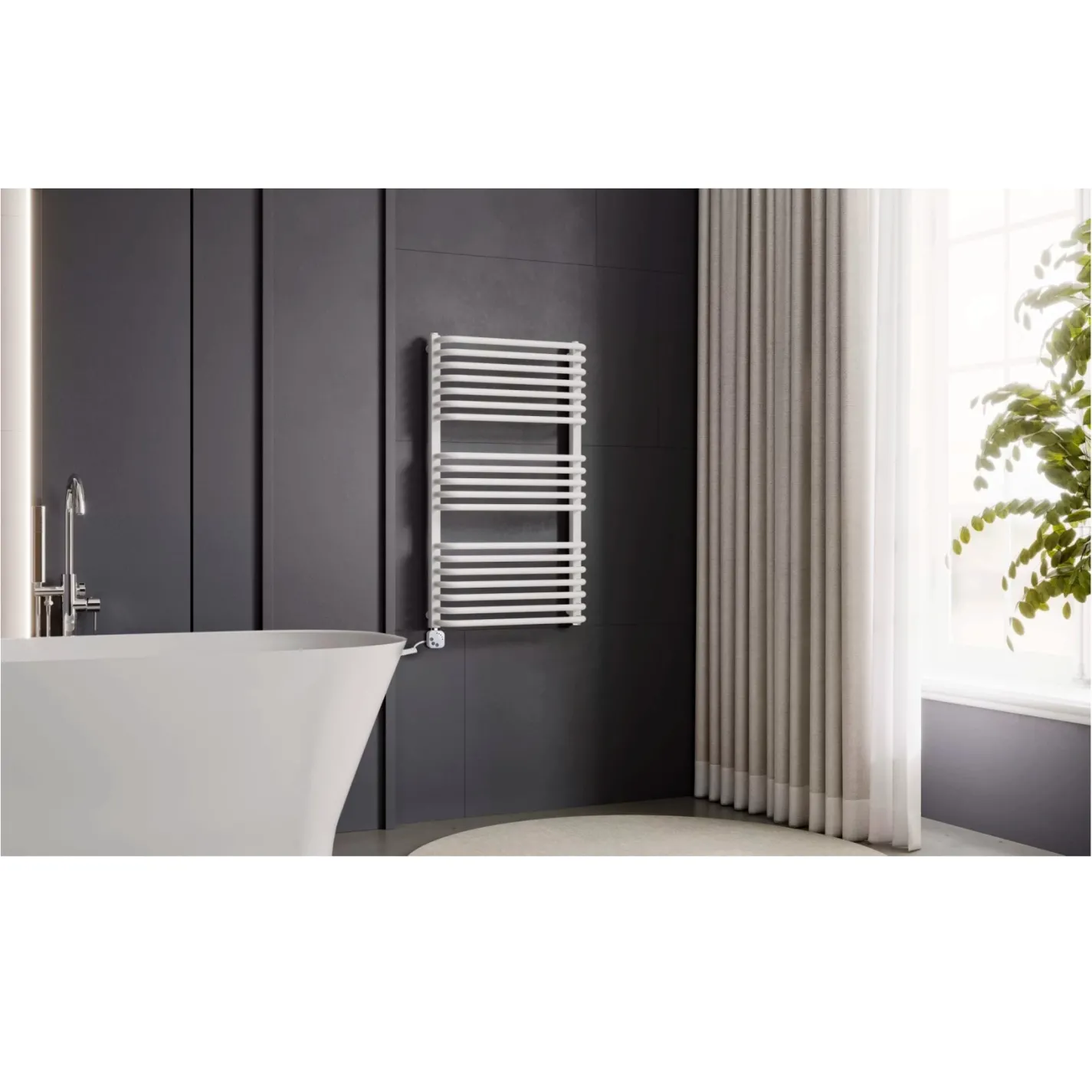 Полотенцесушитель электрический Luxrad Salto I 1200x430 белый 600W левый (SIN12004309003ELVW600) - Фото 3