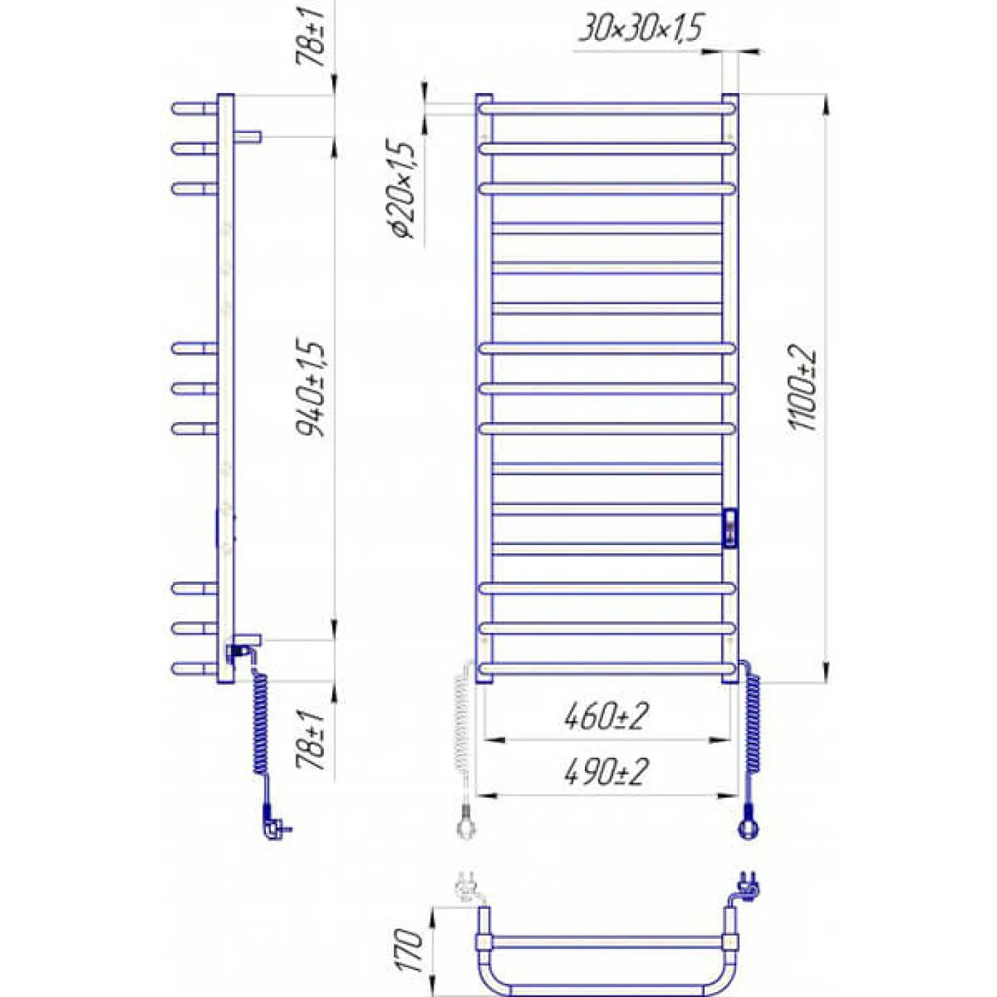 Електрична рушникосушка Mario Преміум Люкс-I 1100x500 TR K (4820111356829) - Фото 3