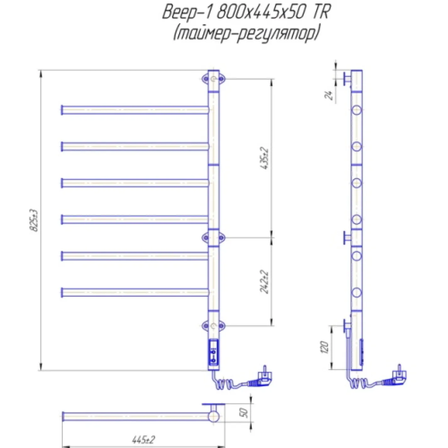 Електрична рушникосушка Mario Веєр-I 800х445/55 TR К - Фото 4