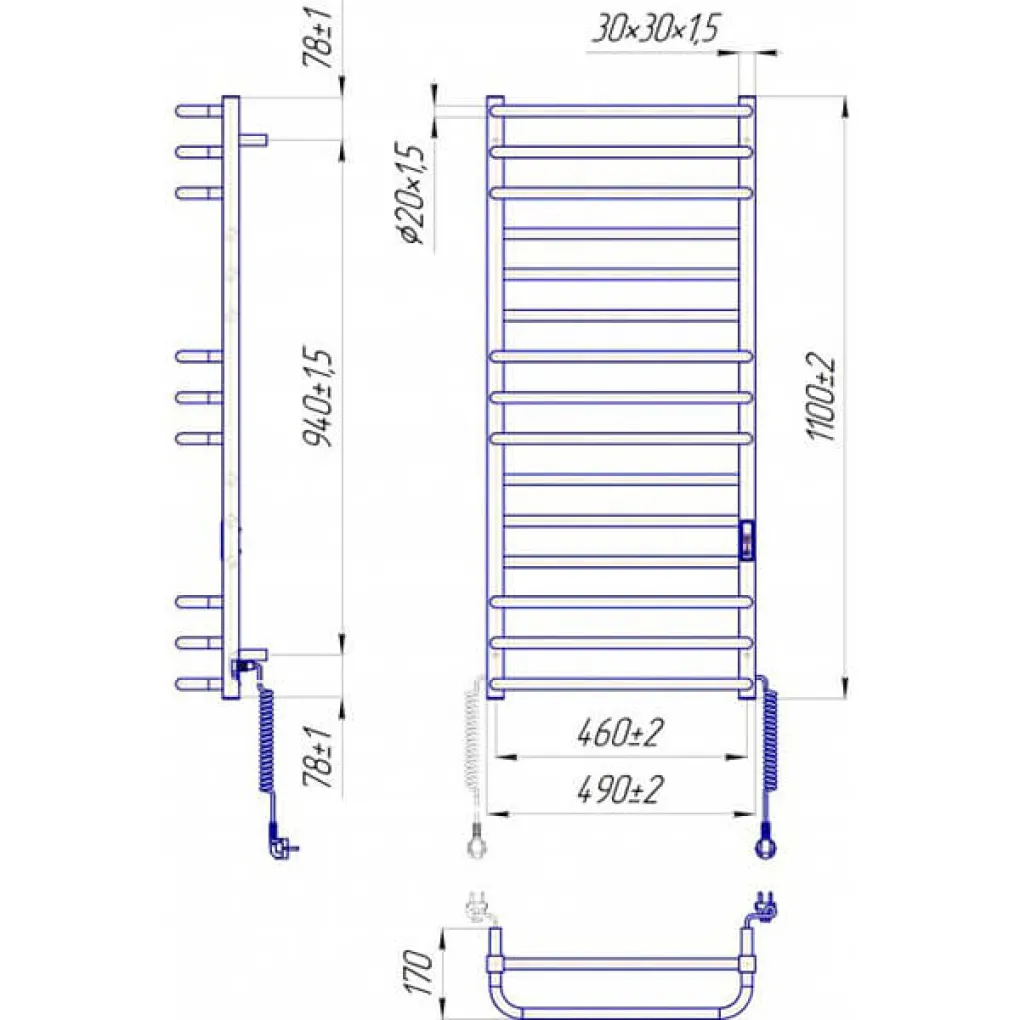Електрична рушникосушка Mario Преміум Люкс-I 1100x500 TR K (4820111356829)- Фото 4