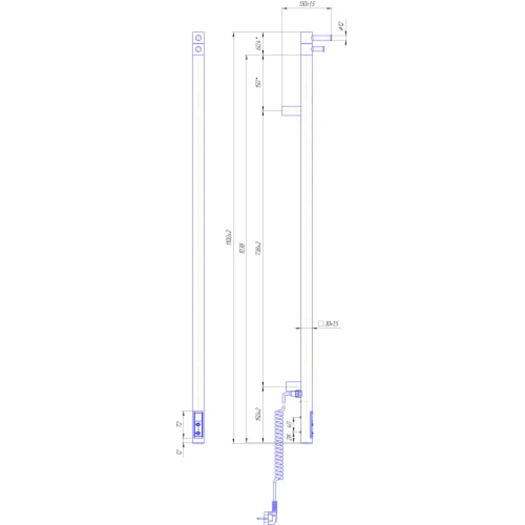 Електрична рушникосушка Mario Рей 1100х30/130 TR (2.21.1102.15.Р) с таймером-регулятором- Фото 3