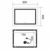 Дзеркало Mixxus Premium Quadro MR20-80x60-Reverse LED Touch, Anti-fog, димер (MP6619)- Фото 2