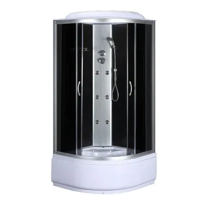 Душевой бокс с гидромассажем Mixxus STRONG SBH01-90x90x215-GR Satin с высоким поддоном (MI6889)