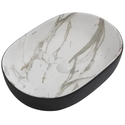 Раковина накладная Mixxus Premium Ellipse-0105 Marble-Black 600х400х150 мм (MP6565)