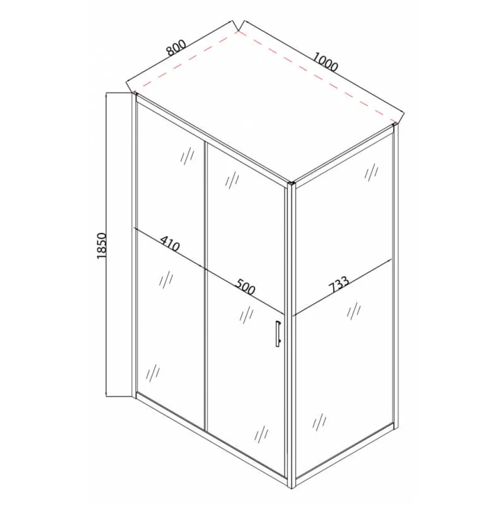 Душевая кабина без поддона Mixxus Hard SC01-100x80x185-TR Хром (MI6911)- Фото 3