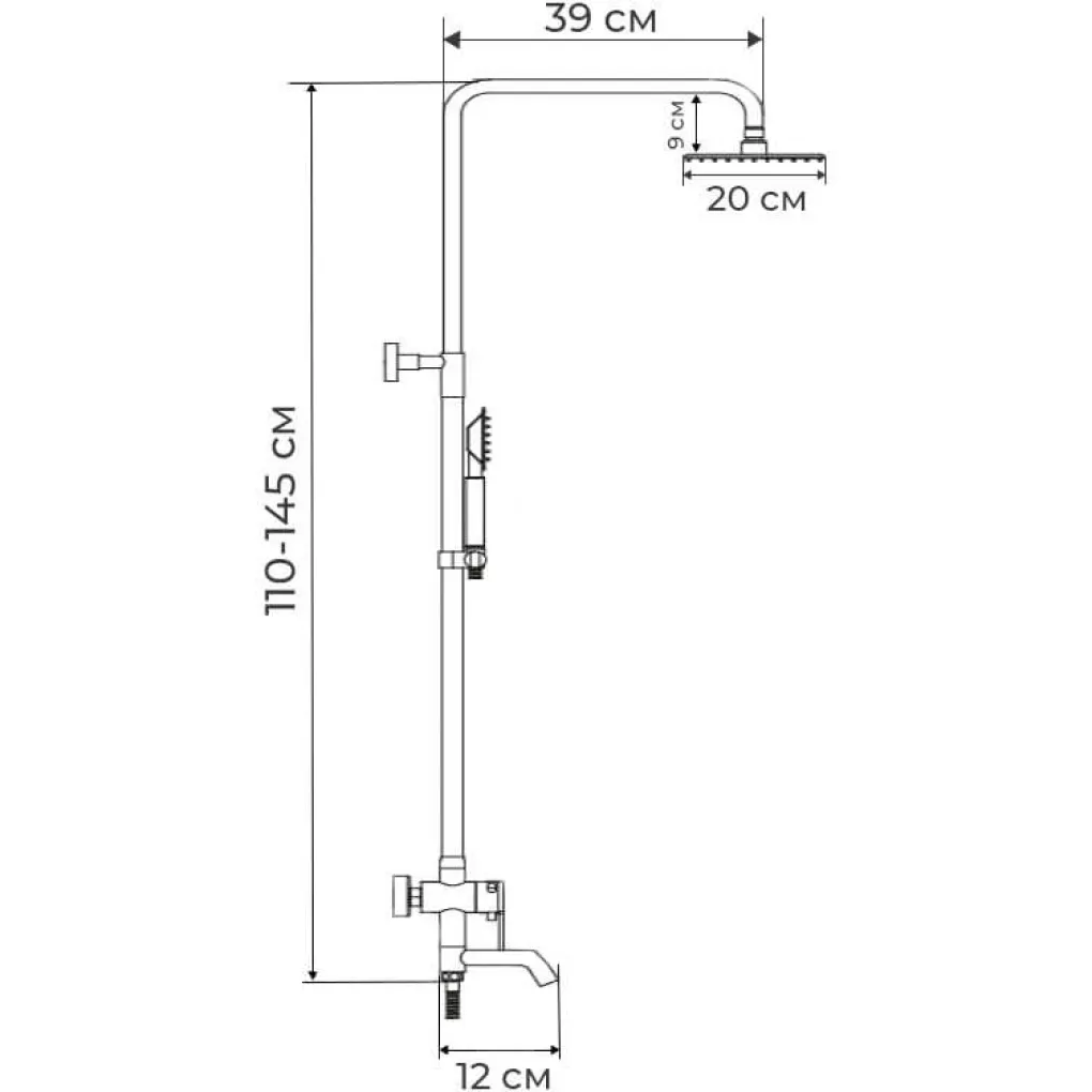 Душевая колонна со смесителем Mixxus SUS-009-J Graphite (MI5910)- Фото 4