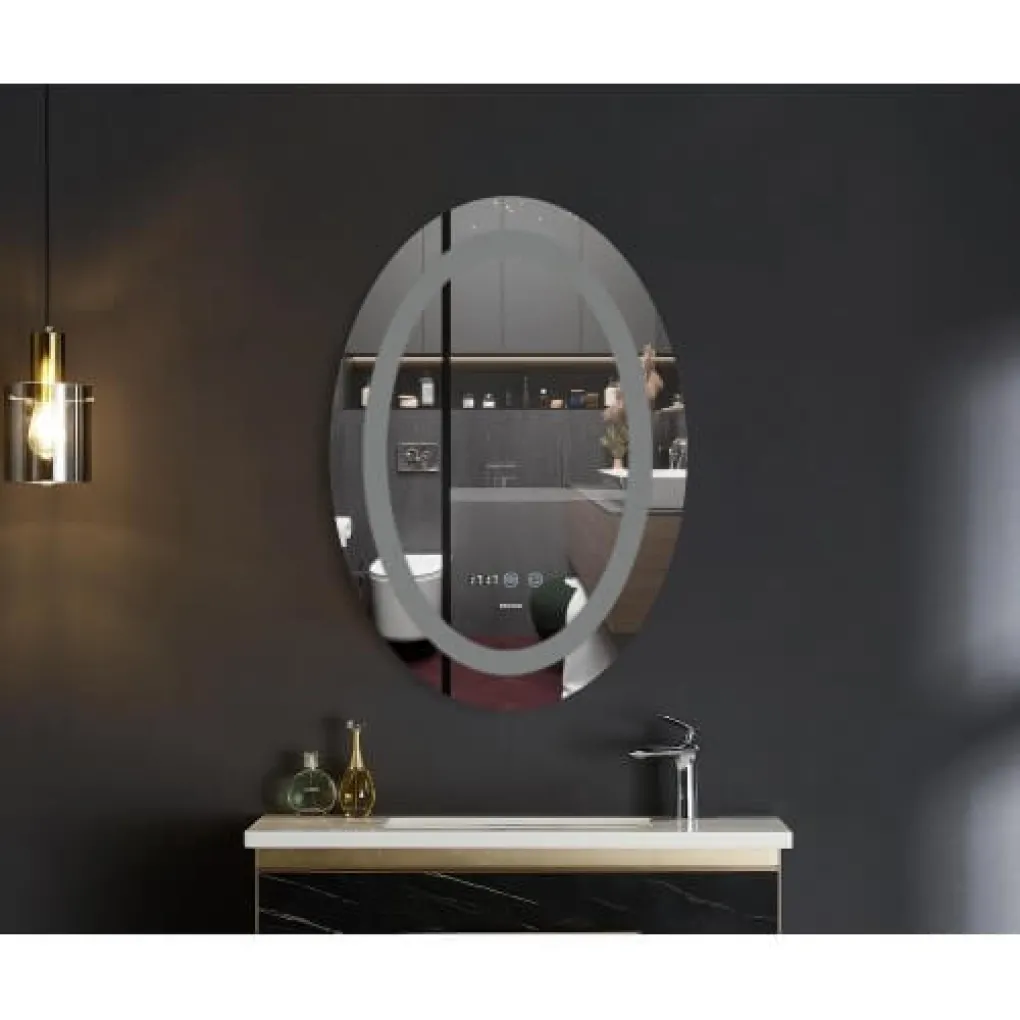 Дзеркало Mixxus Plain MV02-60x80 LED Touch, Anti-fog, димер, рег. яскравості, годинник (MI6933)- Фото 3