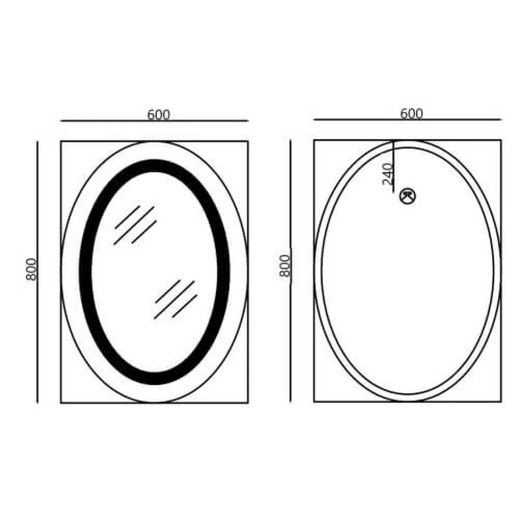 Дзеркало Mixxus Plain MV02-60x80 LED Touch, Anti-fog, димер, рег. яскравості, годинник (MI6933)- Фото 4