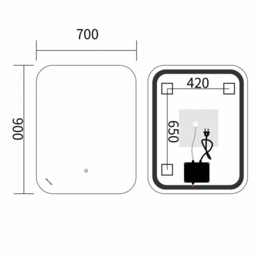 Дзеркало Mixxus Premium Diverse MR15-90x70-Reverse LED Touch, Anti-fog, димер (MP6639)- Фото 4