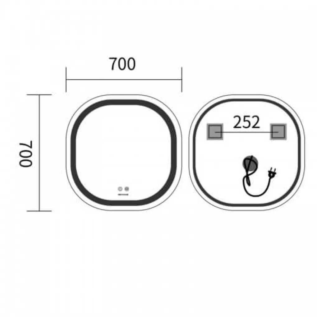 Дзеркало Mixxus Premium Diverse MR16-70x70 LED Touch, Anti-fog, димер (MP6640)- Фото 4