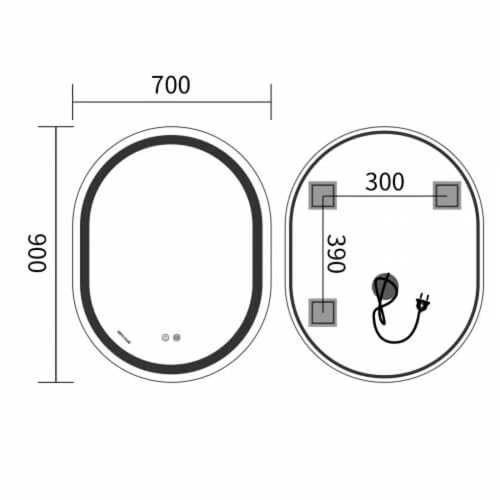 Дзеркало Mixxus Premium Ellipse MV05-90x70-Reverse LED Touch, Anti-fog, димер (MP6644)- Фото 4