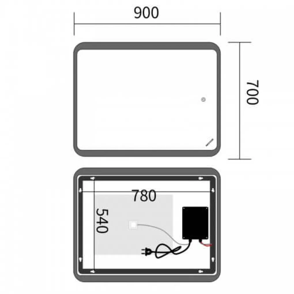 Зеркало Mixxus Premium Olivary MR19-90x70-Reverse LED Touch, Anti-fog, димер (MP6630)- Фото 2