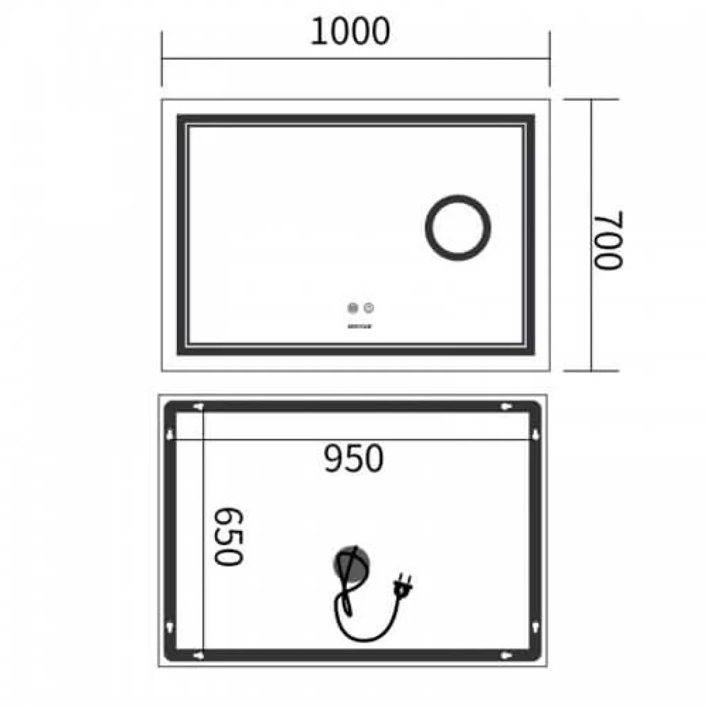 Зеркало Mixxus Premium Quadro MR20-100x70 LED Touch, Anti-fog, димер, линза (MP6622)- Фото 2