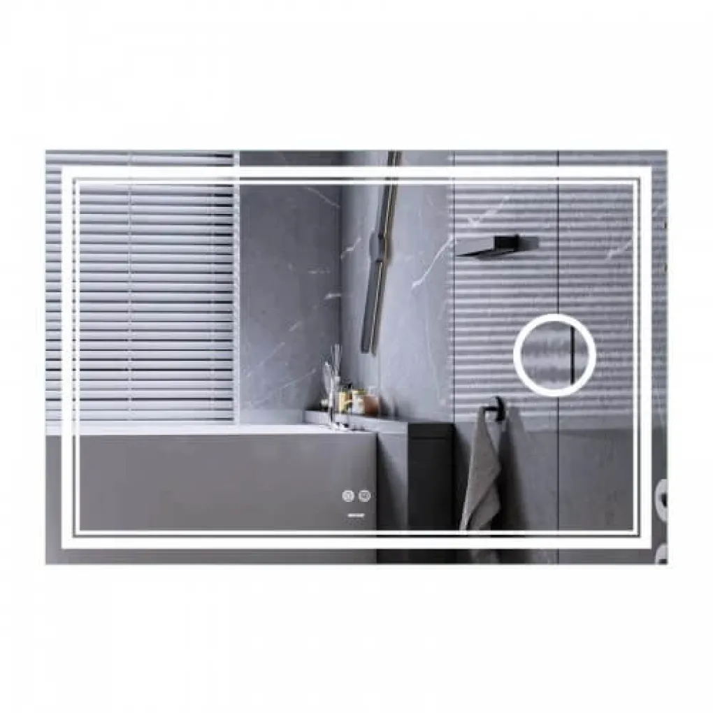 Зеркало Mixxus Premium Quadro MR20-100x70 LED Touch, Anti-fog, димер, линза (MP6622)- Фото 1