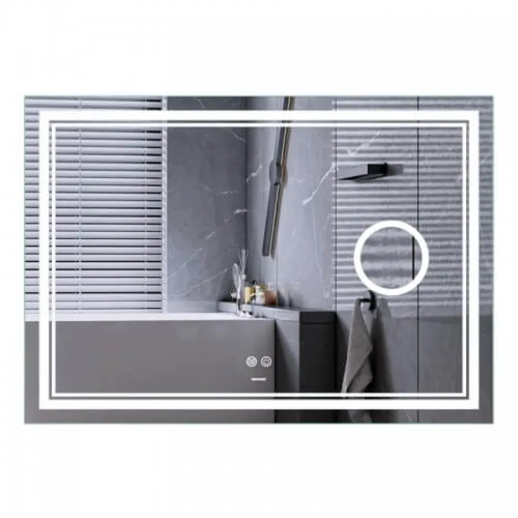 Зеркало Mixxus Premium Quadro MR20-120x80 LED Touch, Anti-fog, димер, линза (MP6624)- Фото 1
