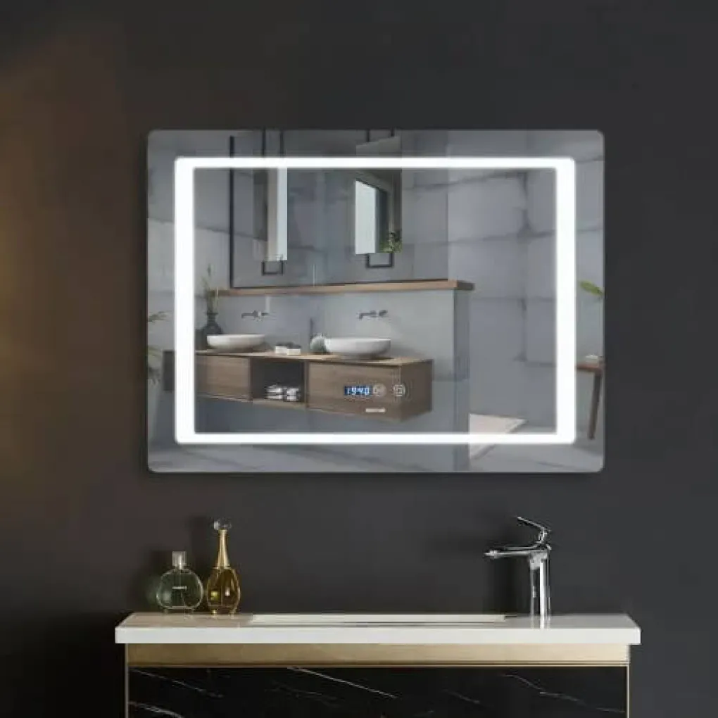 Зеркало Mixxus Style MR03-80x60 LED-подсветка, антизапотевка, часы (MI6005)- Фото 3